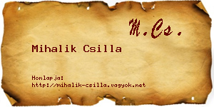 Mihalik Csilla névjegykártya